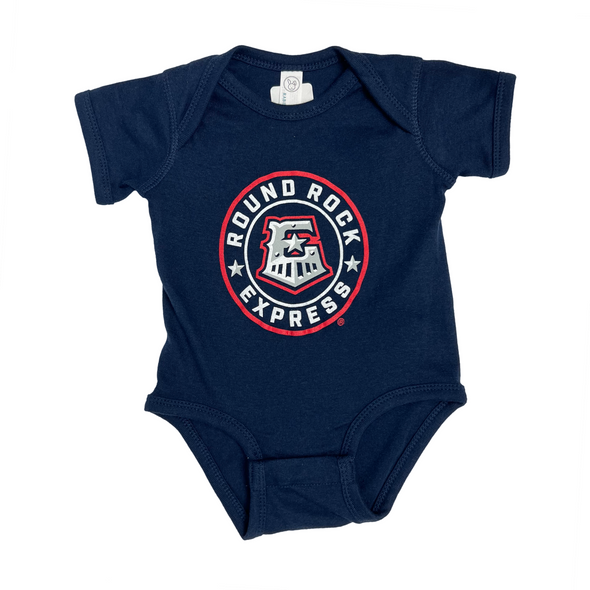 Round Rock Express Infant Navy Primary Logo Onesie