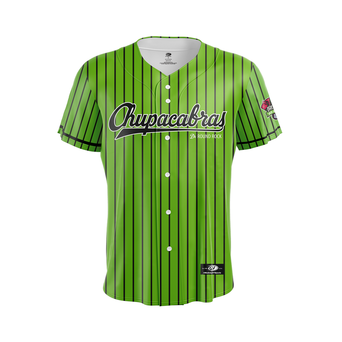 Round Rock Chupacabras Alternate Lime Pinstripe Jersey Round Rock Express