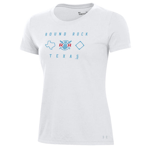 Round Rock Express Women's Under Armour White Fauxback Performance Cotton Tee