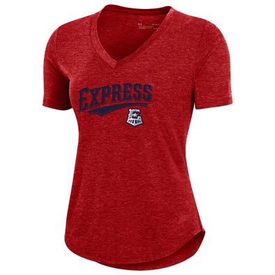 Round Rock Express Under Armour Women's Red Breezy V-Neck Tee