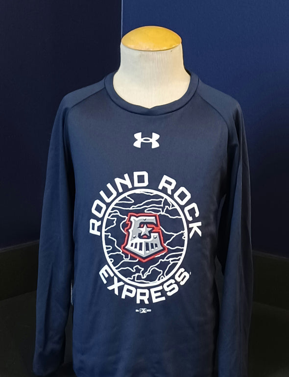 Round Rock Express Youth Under Armour LS Tech Tee in Navy